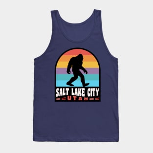 Salt Lake City Bigfoot Sasquatch Utah Retro Sunset Tank Top